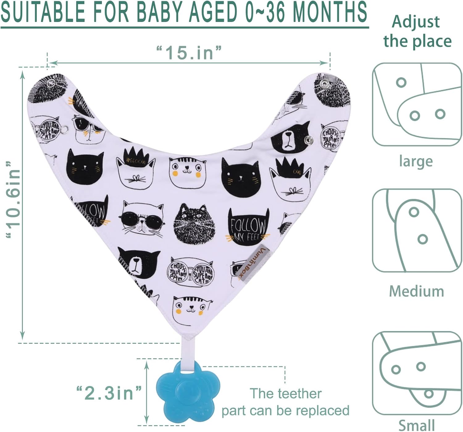 Vuminbox Baby Bandana Bibs Teething Toys 6-Pack Set