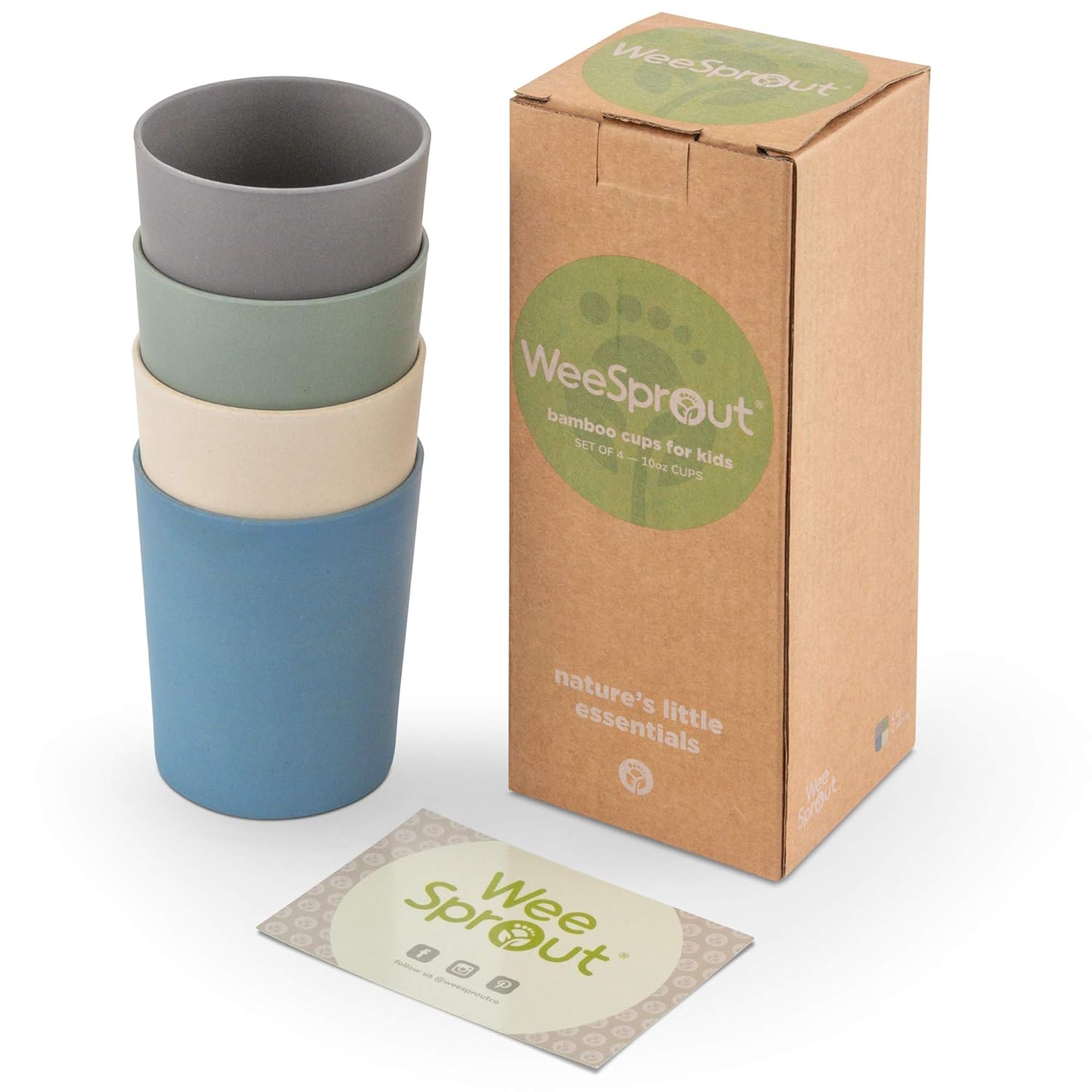 WeeSprout Bamboo Toddler Cups - 4 Pack 10 Fl Oz