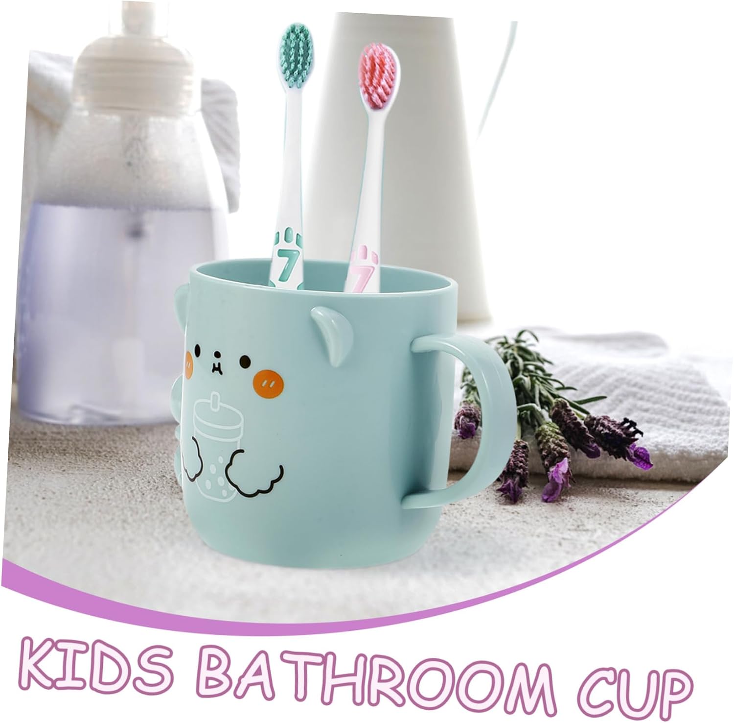 Cabilock 3D Bear Toothbrush Cups Reusable Plastic