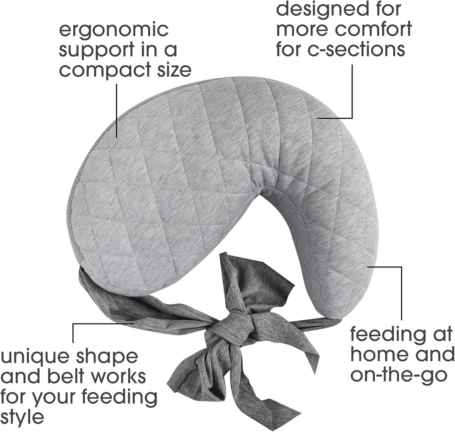 Boppy Anywhere Travel Nursing Pillow Soft Gray