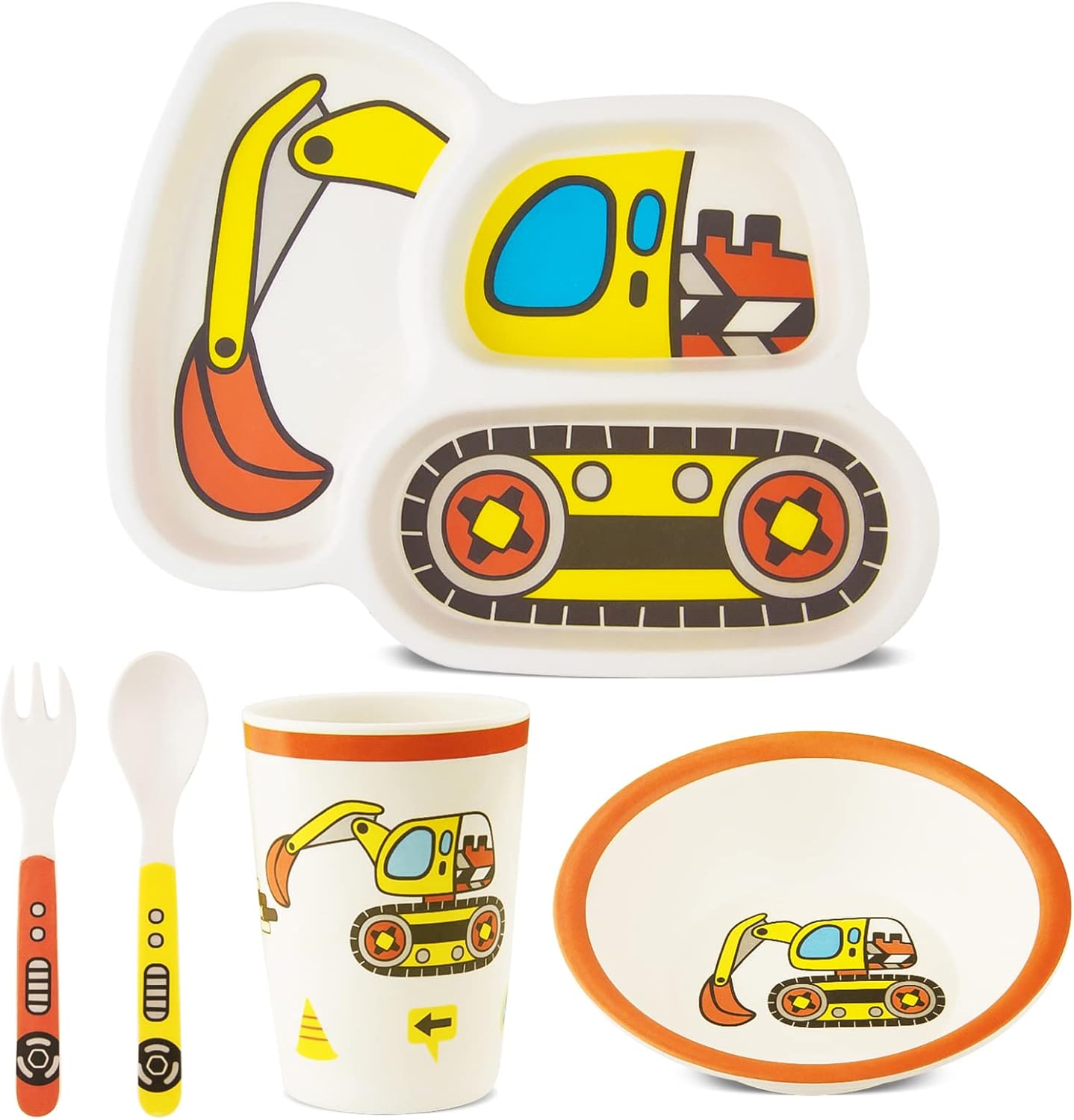 Kids Tableware Set - Toddler Plates Dinnerware with Fork and Spoon