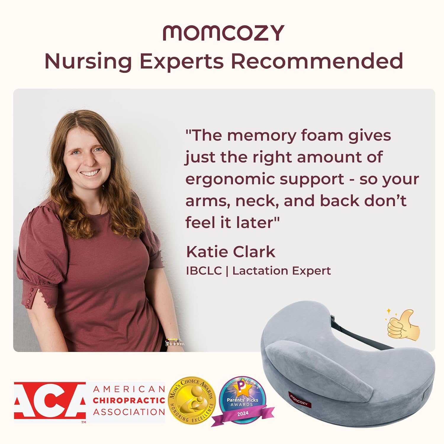 Momcozy Memory Foam Nursing Pillow with Safety Fence 1