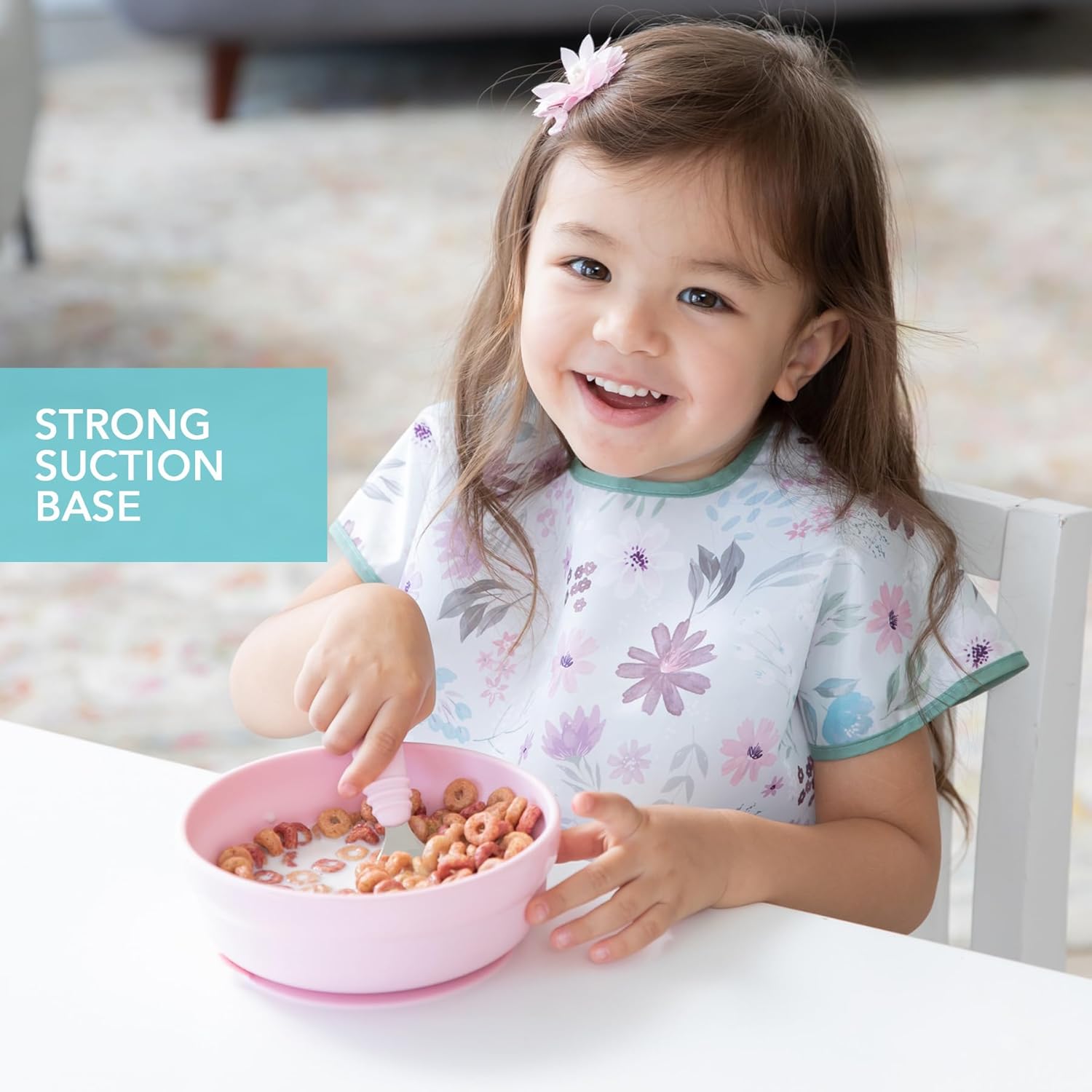 Bumkins Baby Bowl with Suction Base Pink 1