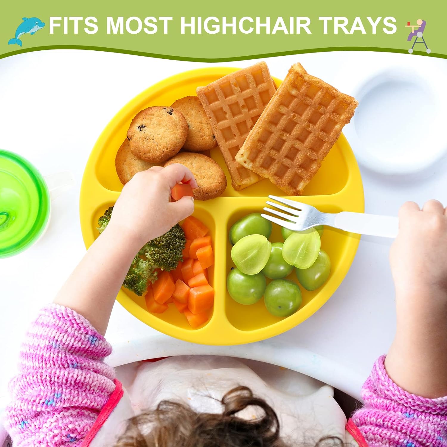 VITEVER 4 Pack Suction Plates with Lids for Baby Toddler
