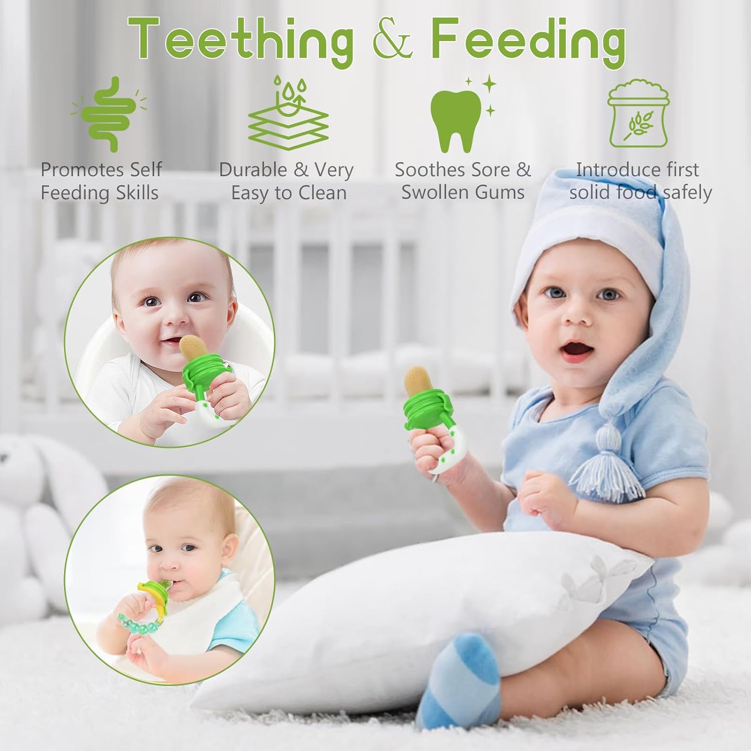 WAJIAYON Baby Fruit Feeder Pacifier 12 Pack