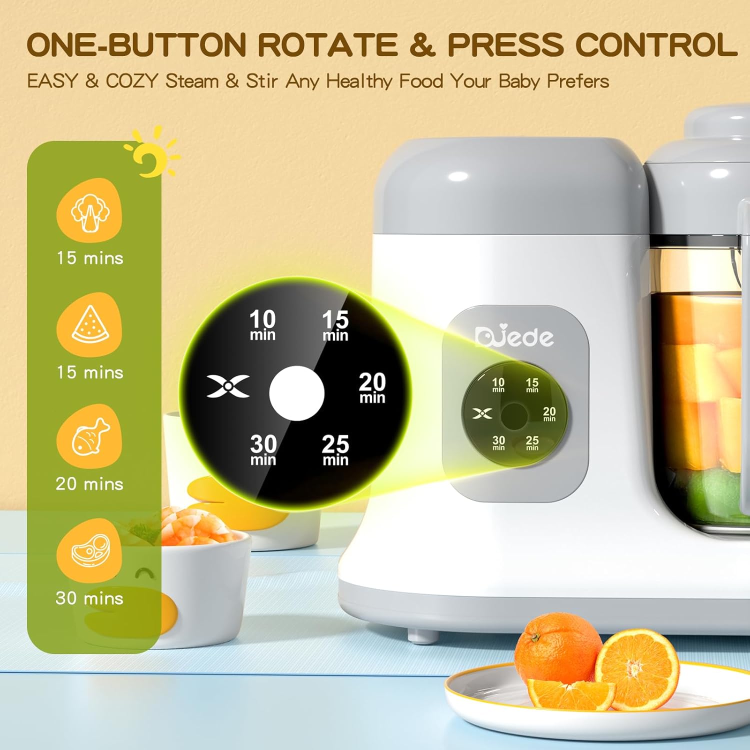 Duede Baby Food Maker One Button Control Steamer Puree Blender