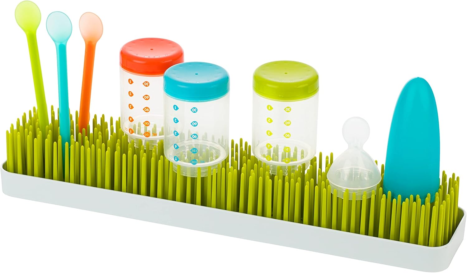 Boon Patch Countertop Baby Bottle Drying Rack - Green and White 1