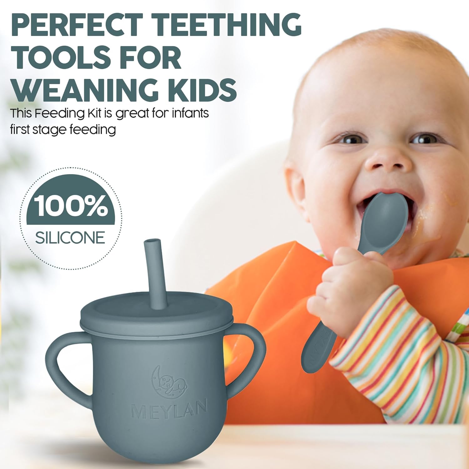 Meylan 10-Piece BPA-Free Silicone Feeding Set
