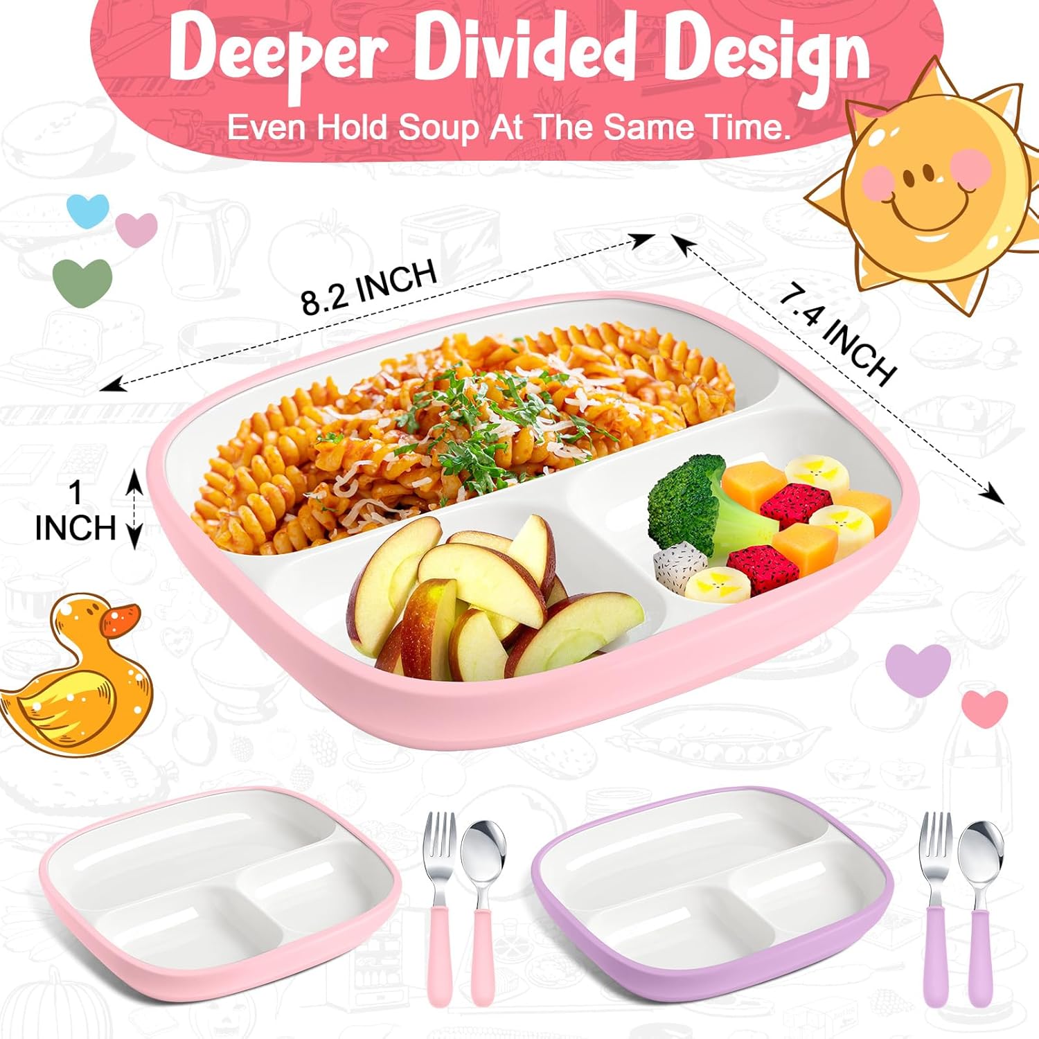 Teenyyou 2 Pcs Porcelain Plates with Silicone Sleeves for Toddlers
