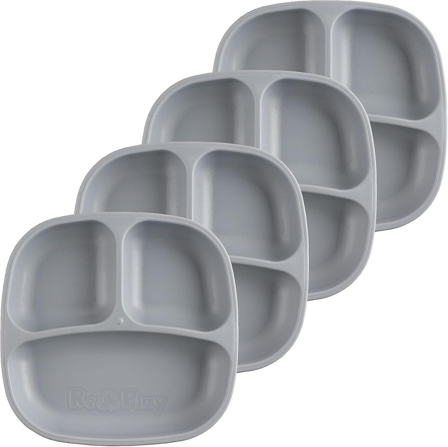 Re-Play Toddler Plates with Dividers - Set of 4 - Grey