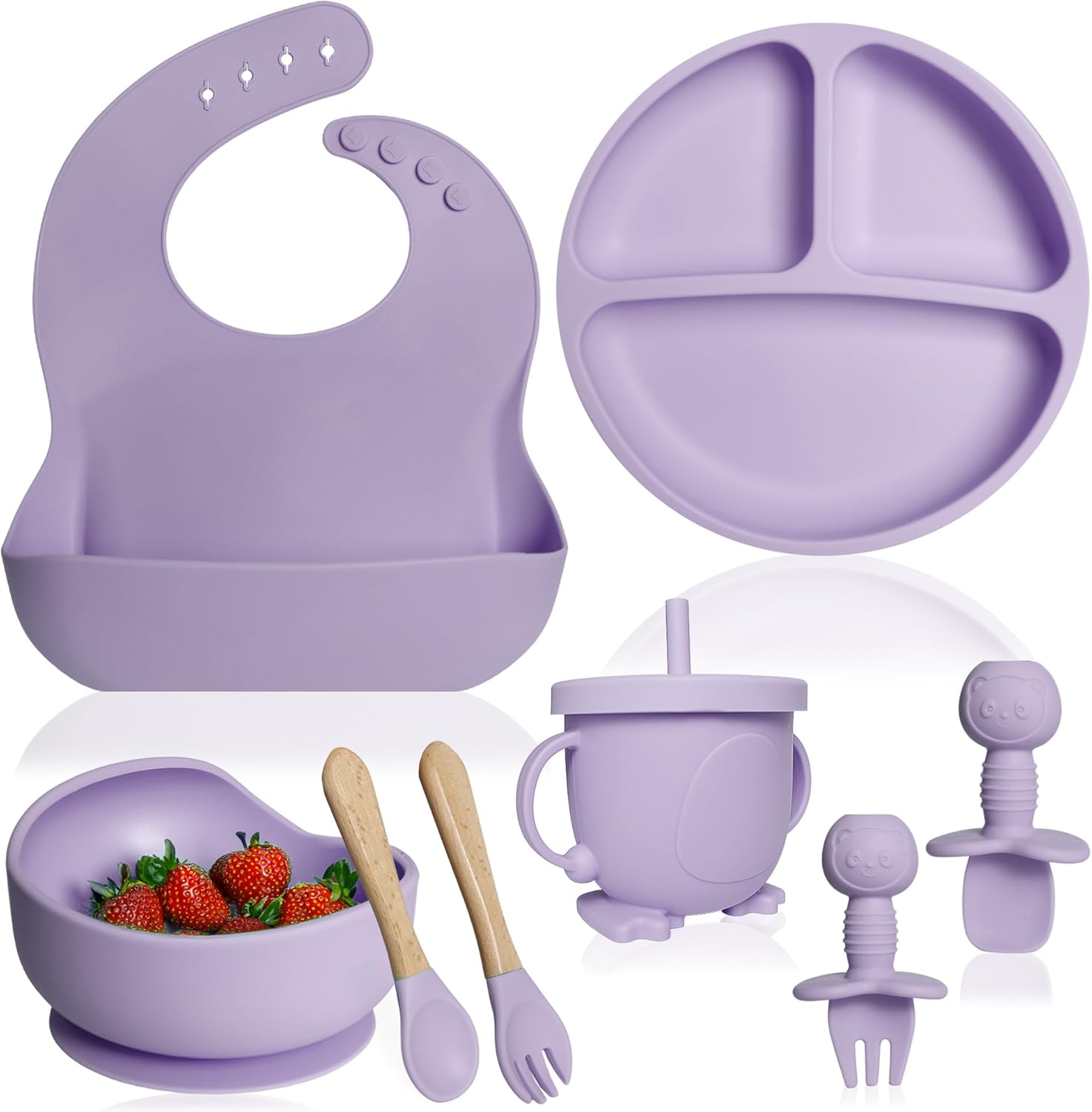 Bluet B Silicone Baby Feeding Set - 8pcs Purple