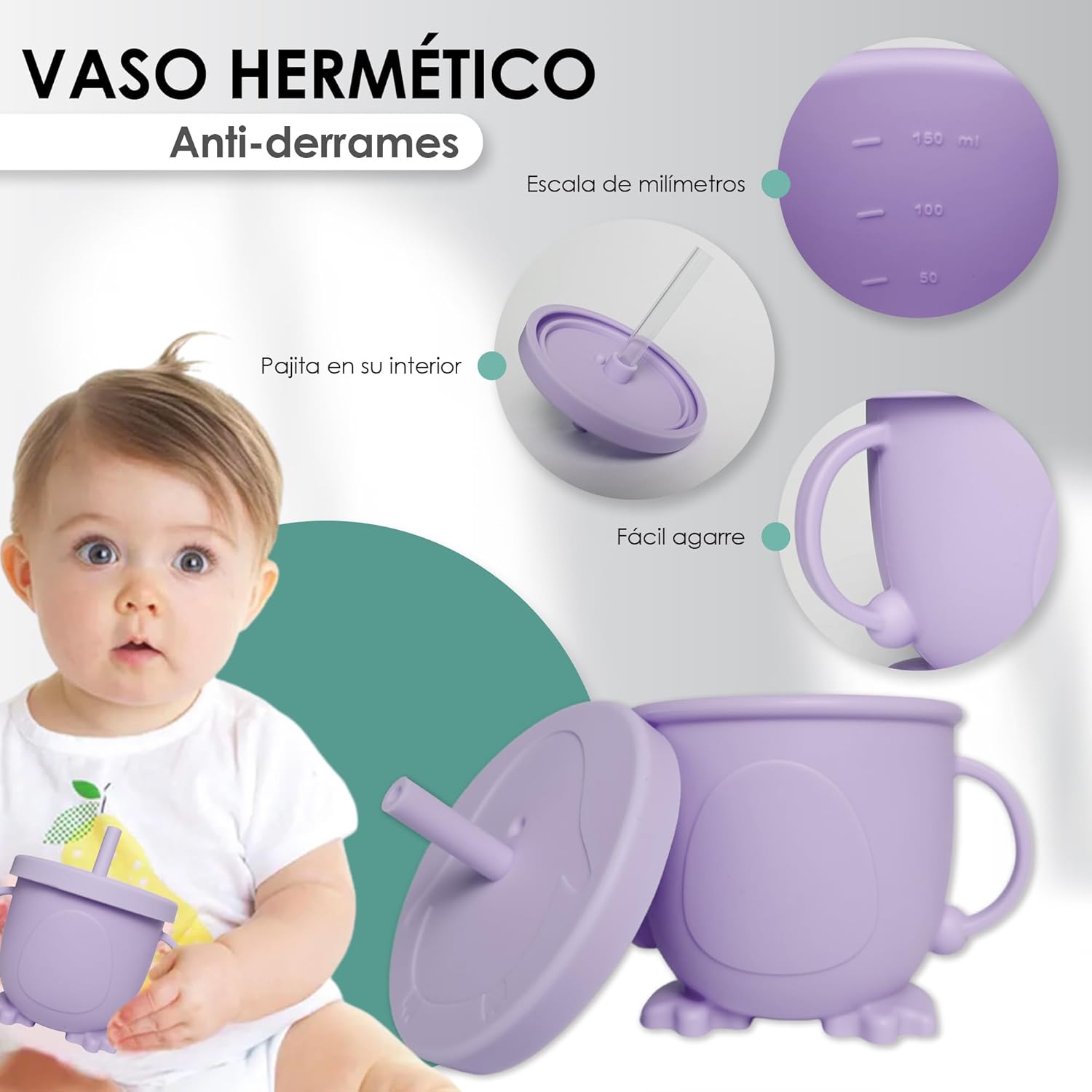 Bluet B Silicone Baby Feeding Set - 8pcs Purple