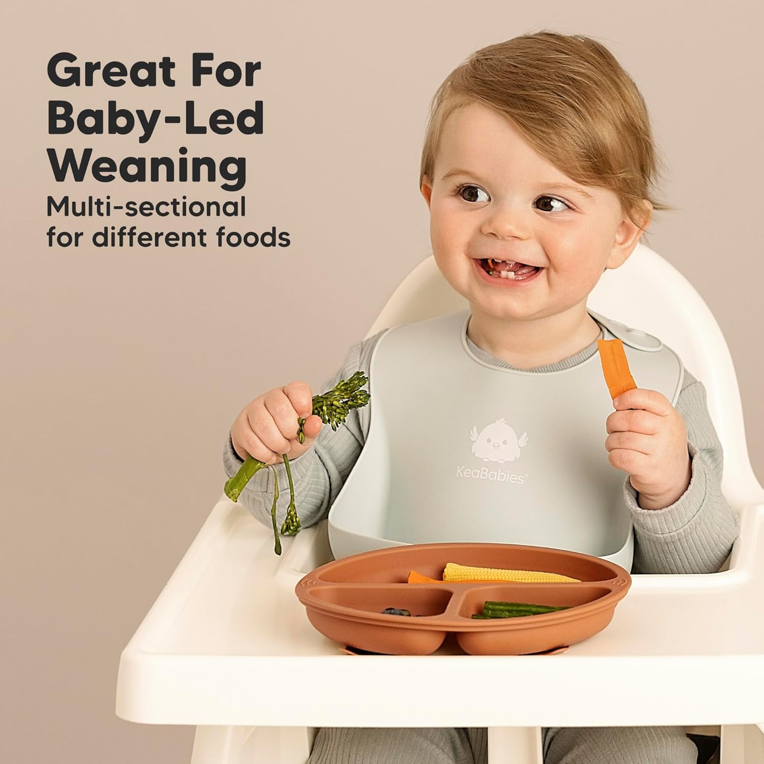 KeaBabies Suction Plates with Lids - 3-Pack