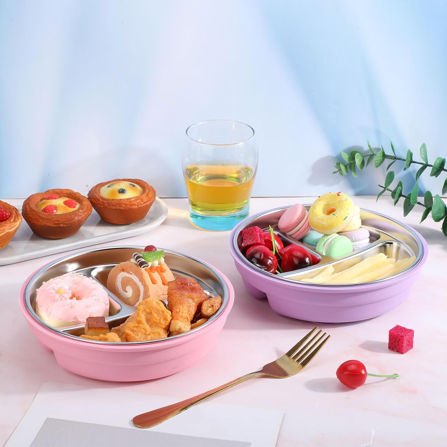 Nuogo 2 Pcs Stainless Steel Baby Suction Plates