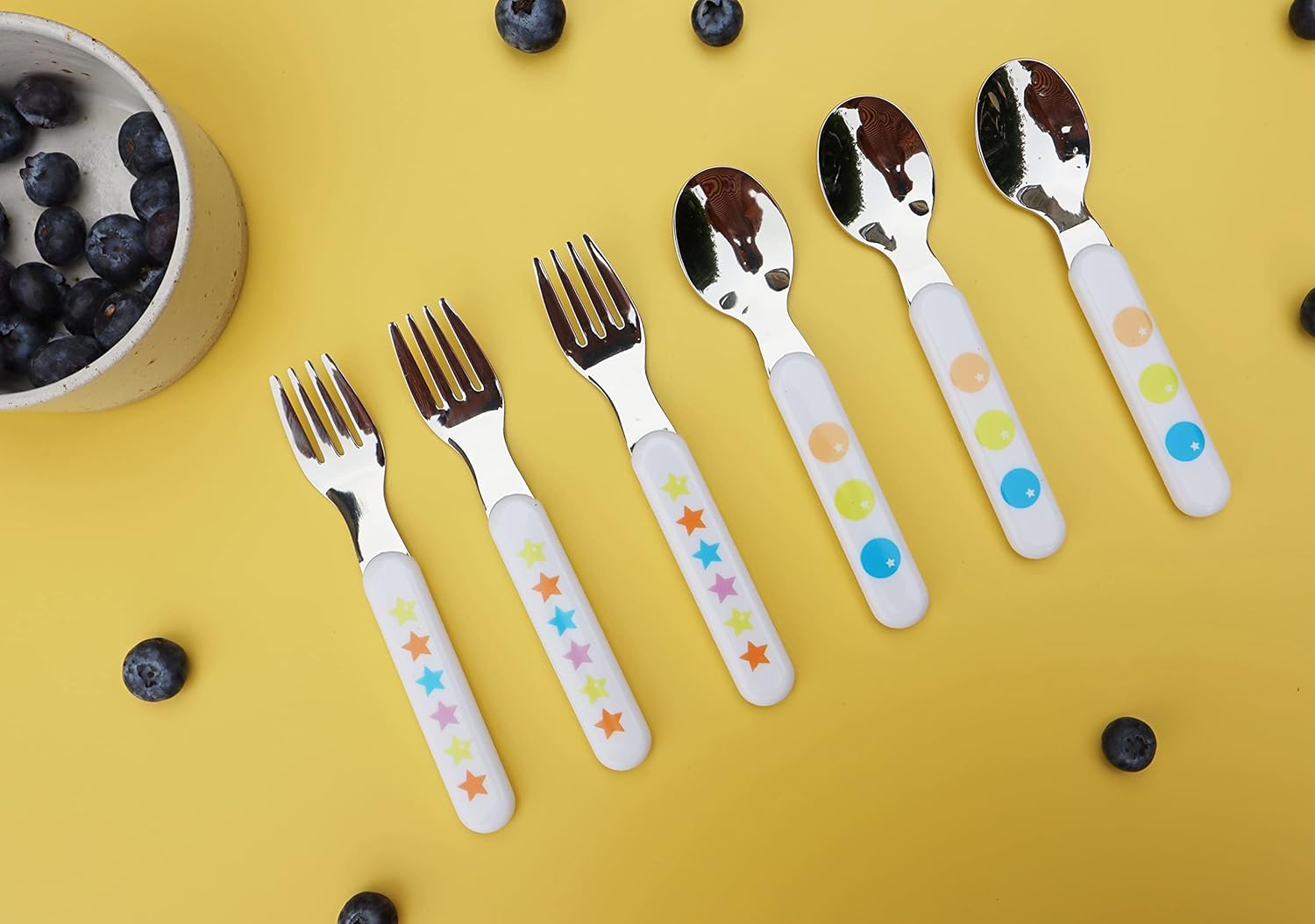 Exzact Kids Flatware Set 6PCS 1810 Stainless Steel BPA Free