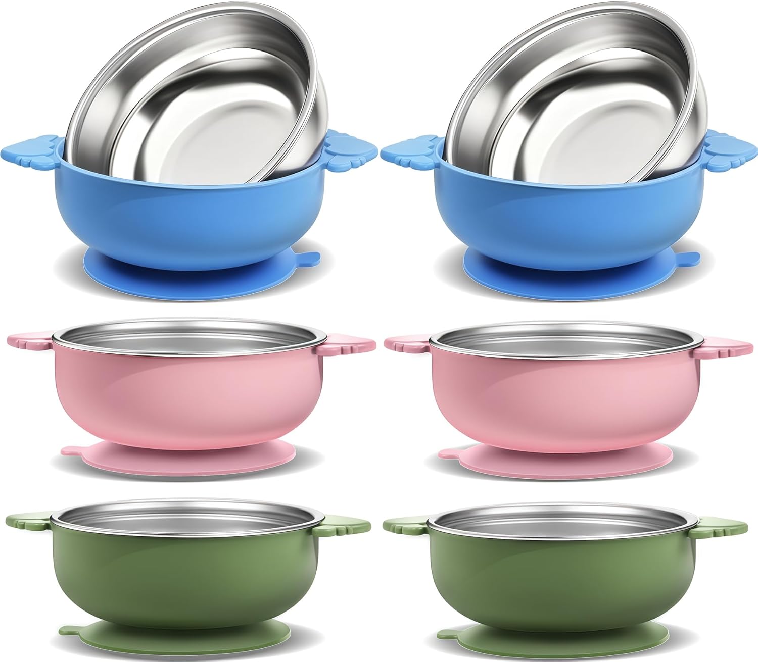 Tikmos 6 Pack Baby Bowls with Suction
