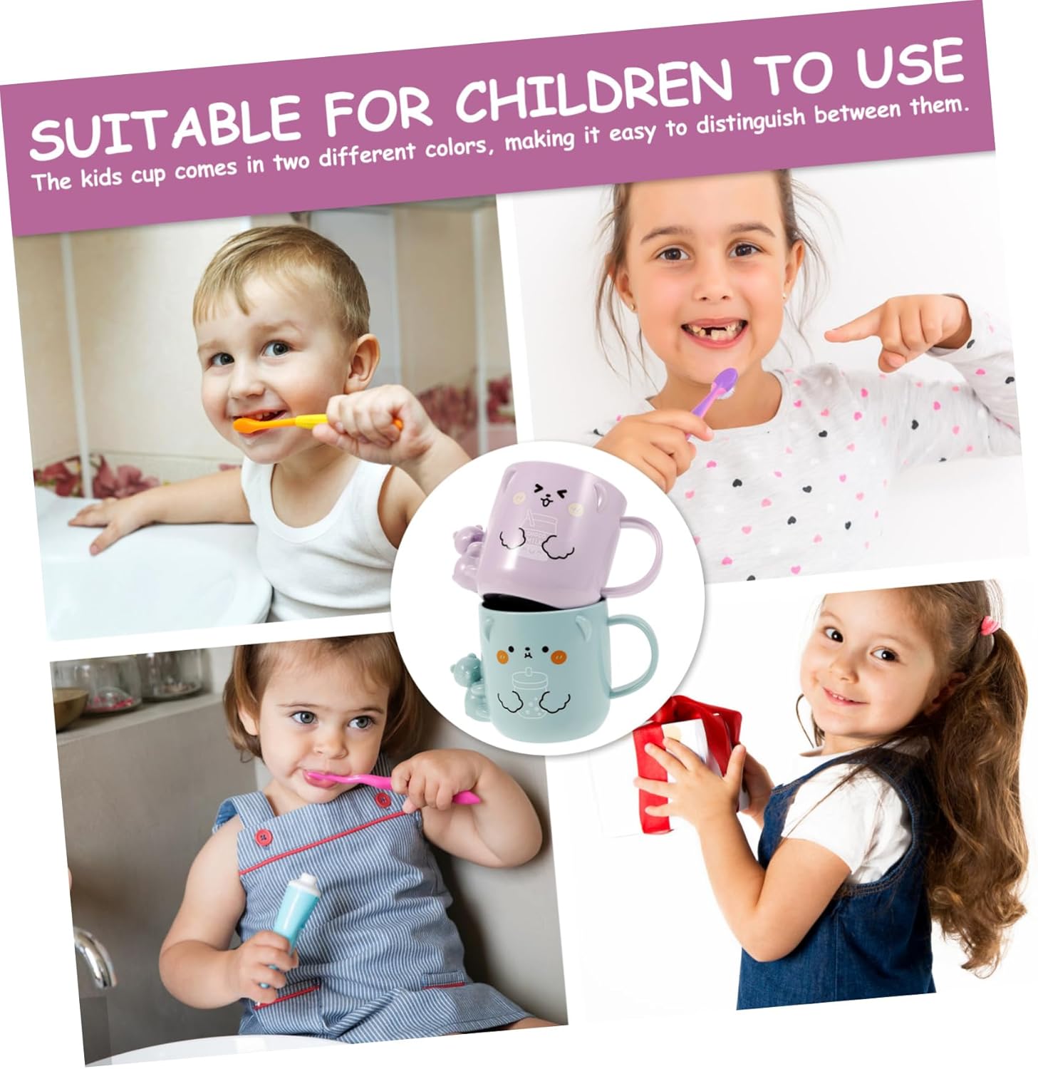 Cabilock 3D Bear Toothbrush Cups Reusable Plastic