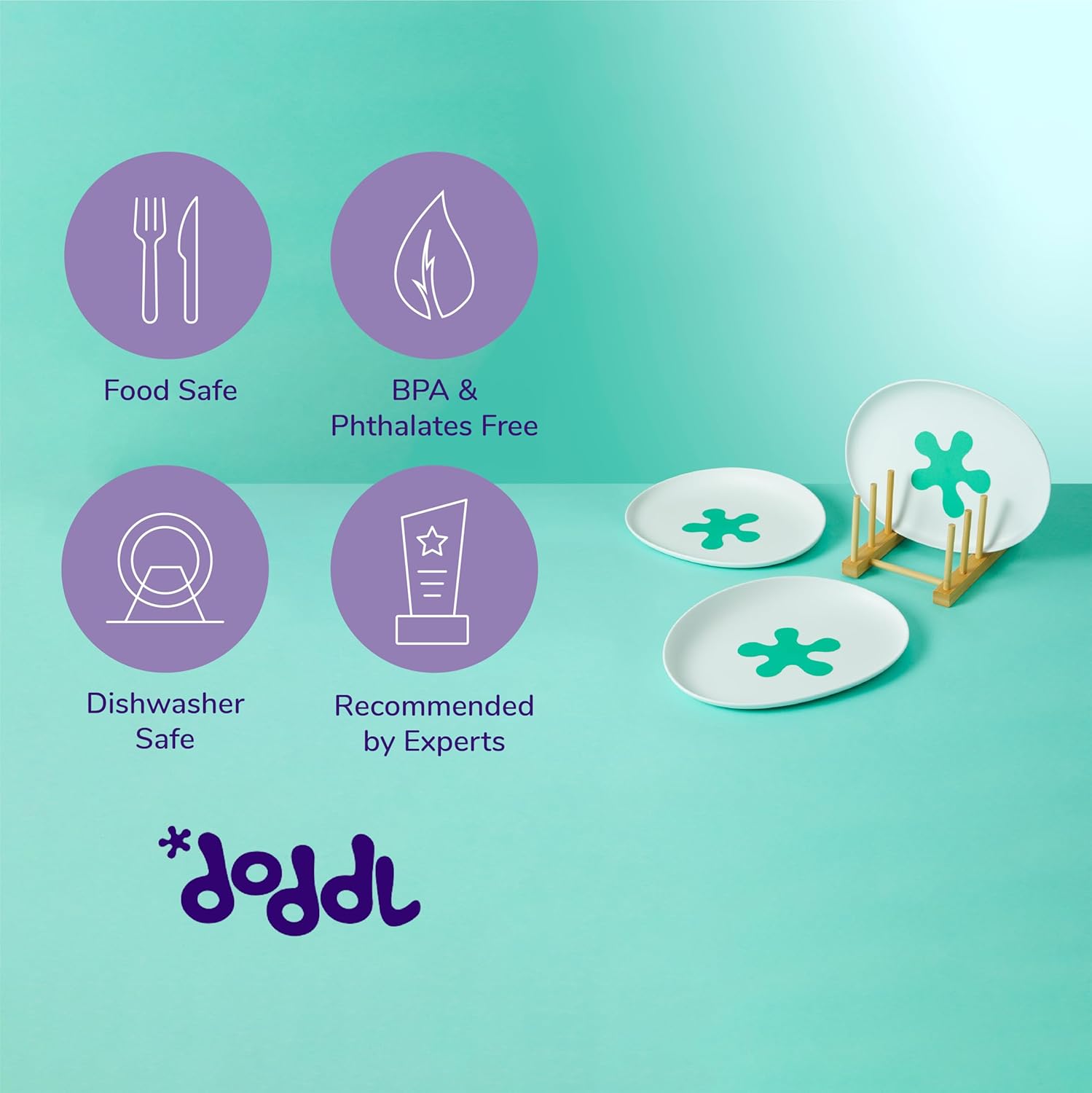 Doddl Baby Toddler Plate - Non-Slip Ergonomic BPA Free