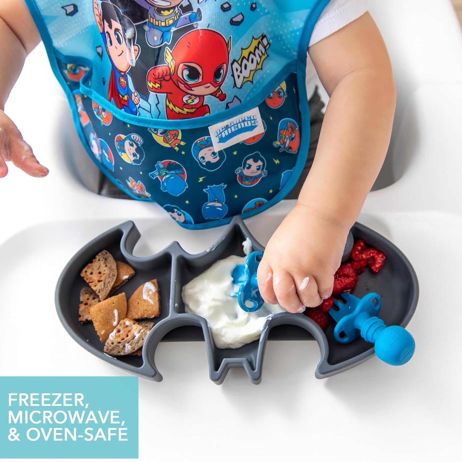 Bumkins Toddler Suction Plate Batman Gray