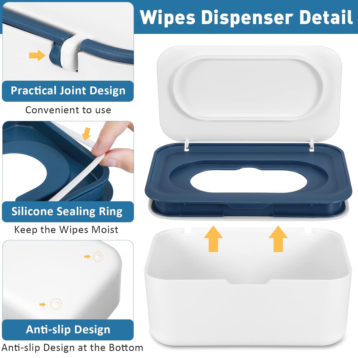Sumind 6 Pack Wipe Dispenser with Lids Dark Blue and Dark Gray