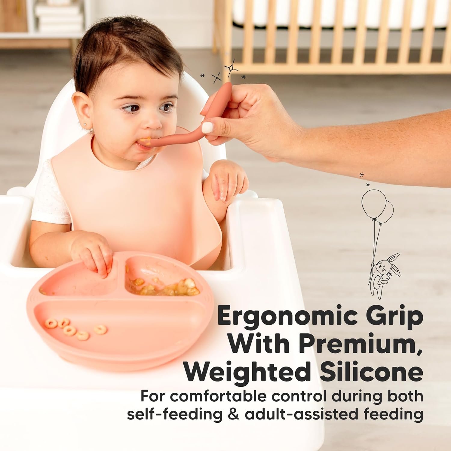 KeaBabies 3-Pack Silicone Baby Spoons for Self-Feeding