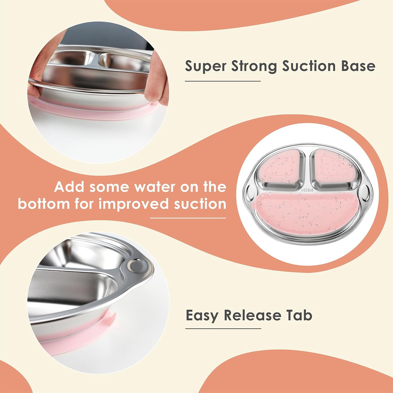 MR CHOU Suction Toddler Plate Pink 1