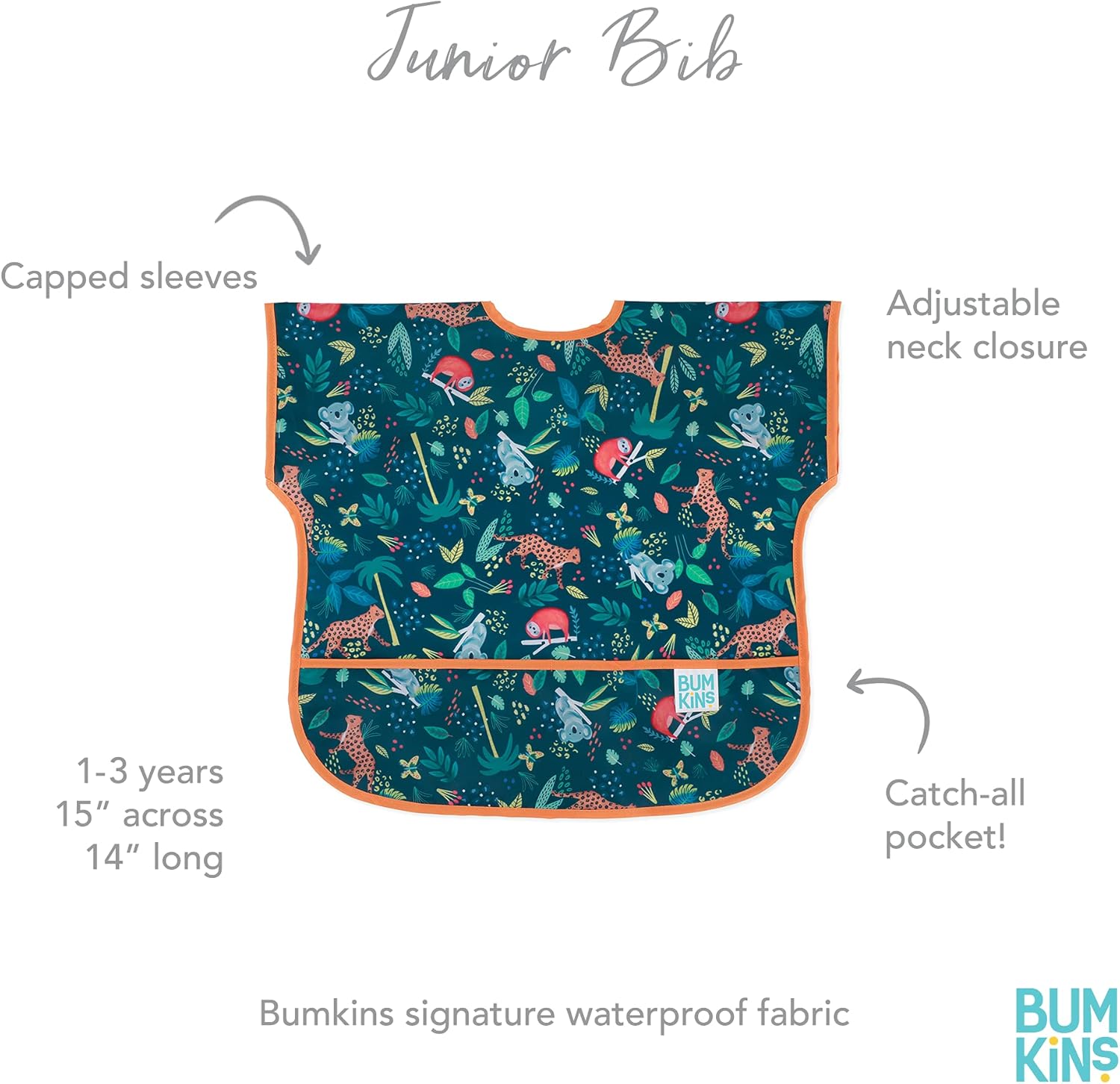 Bumkins Junior Bibs for 1-3 Years Waterproof and Adjustable 1