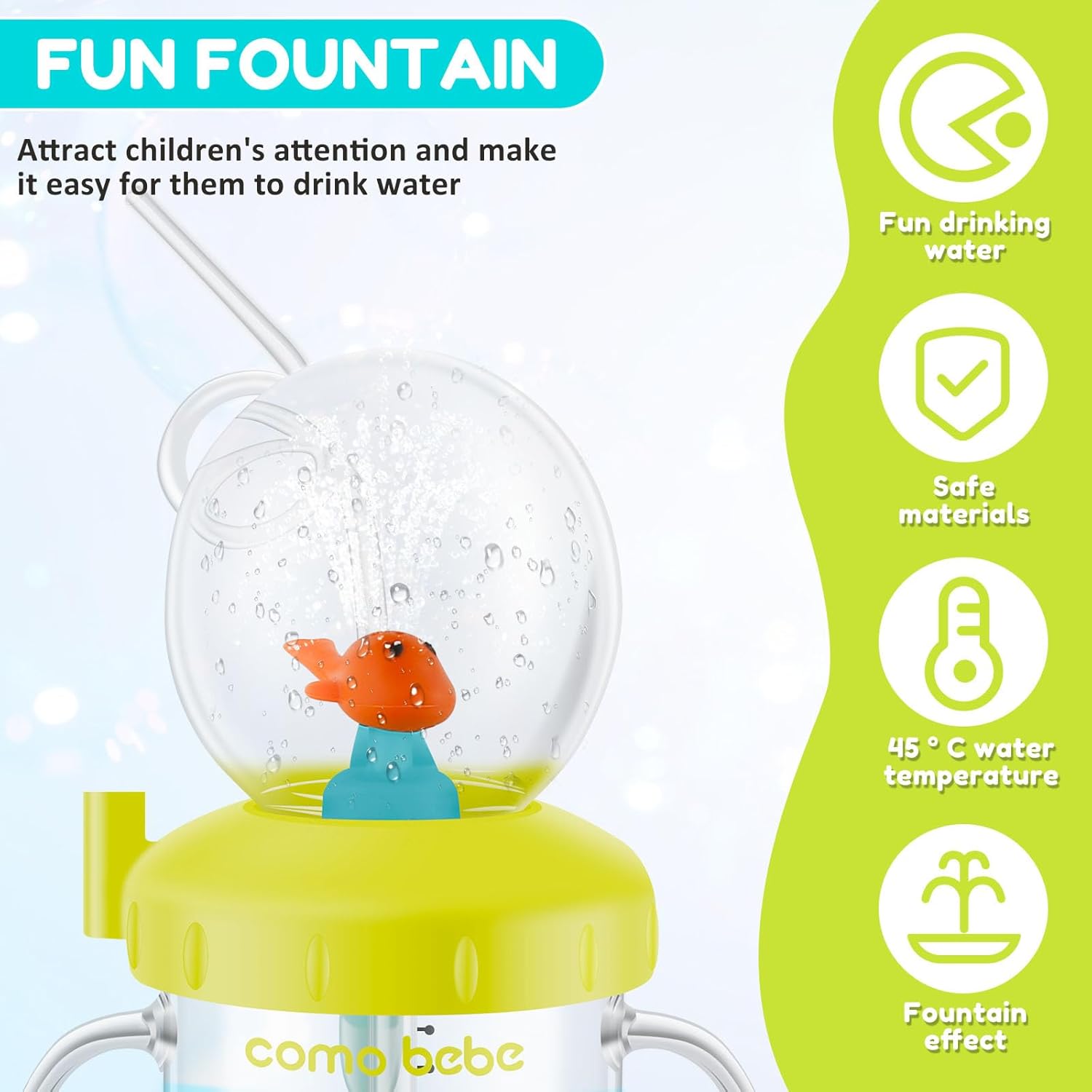 Cute Whale Sippy Cup with Spouting Effect and Leak Proof Design