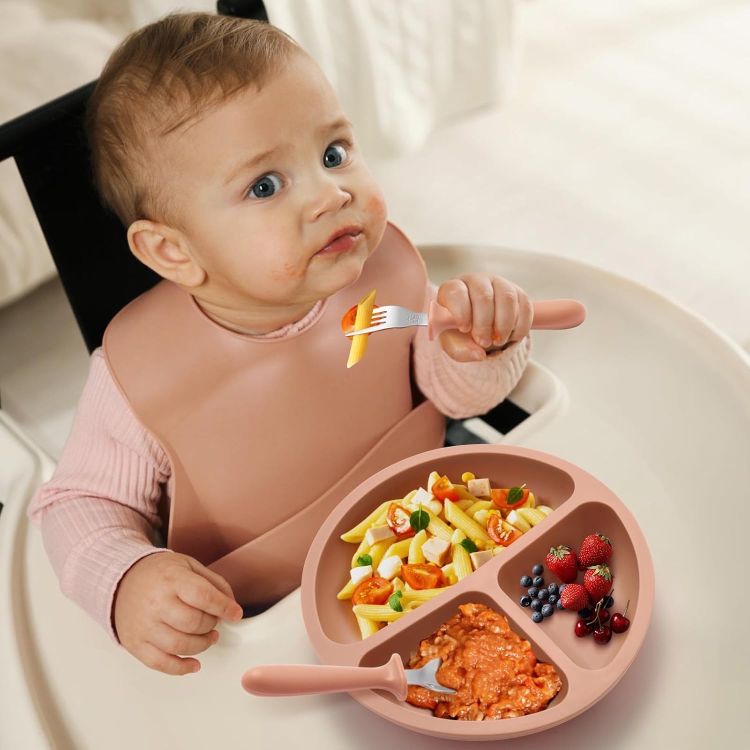 Eascrozn Toddler Plates 3 Pack Suction Food Grade Silicone