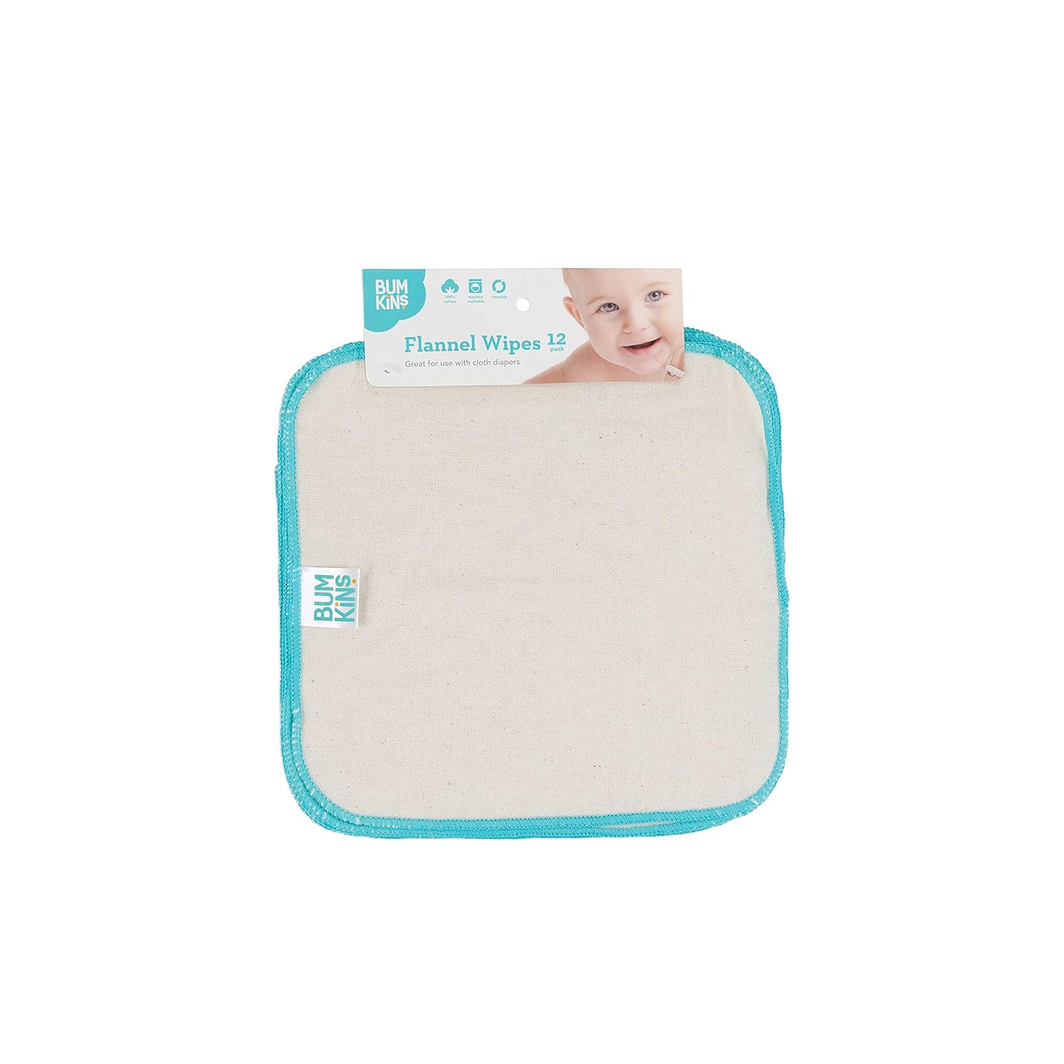 Bumkins Reusable Flannel Baby Wipes 12 Count