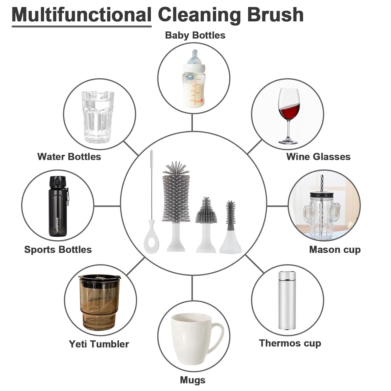 WHNL Electric Bottle Brush Set with Drying Mat and Storage Box White