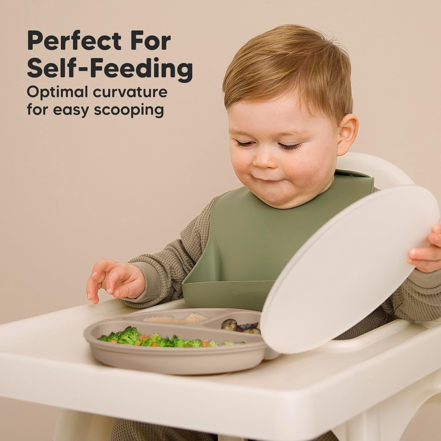 KeaBabies Suction Plates with Lids - 3-Pack