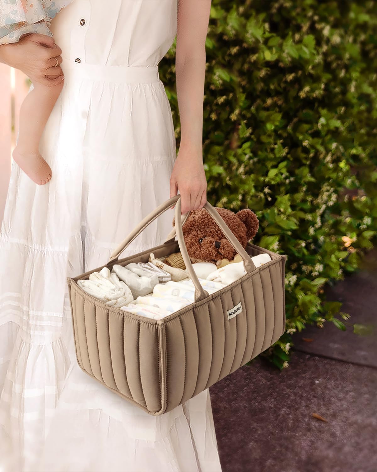 Blissful Diary Baby Diaper Caddy Organizer Mocha Brown