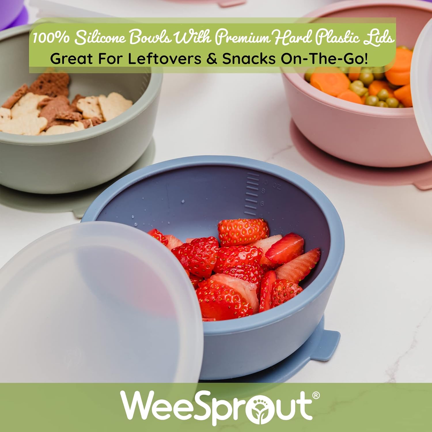 WeeSprout Suction Bowls Set of 2 - Leak Proof Dishwasher Safe