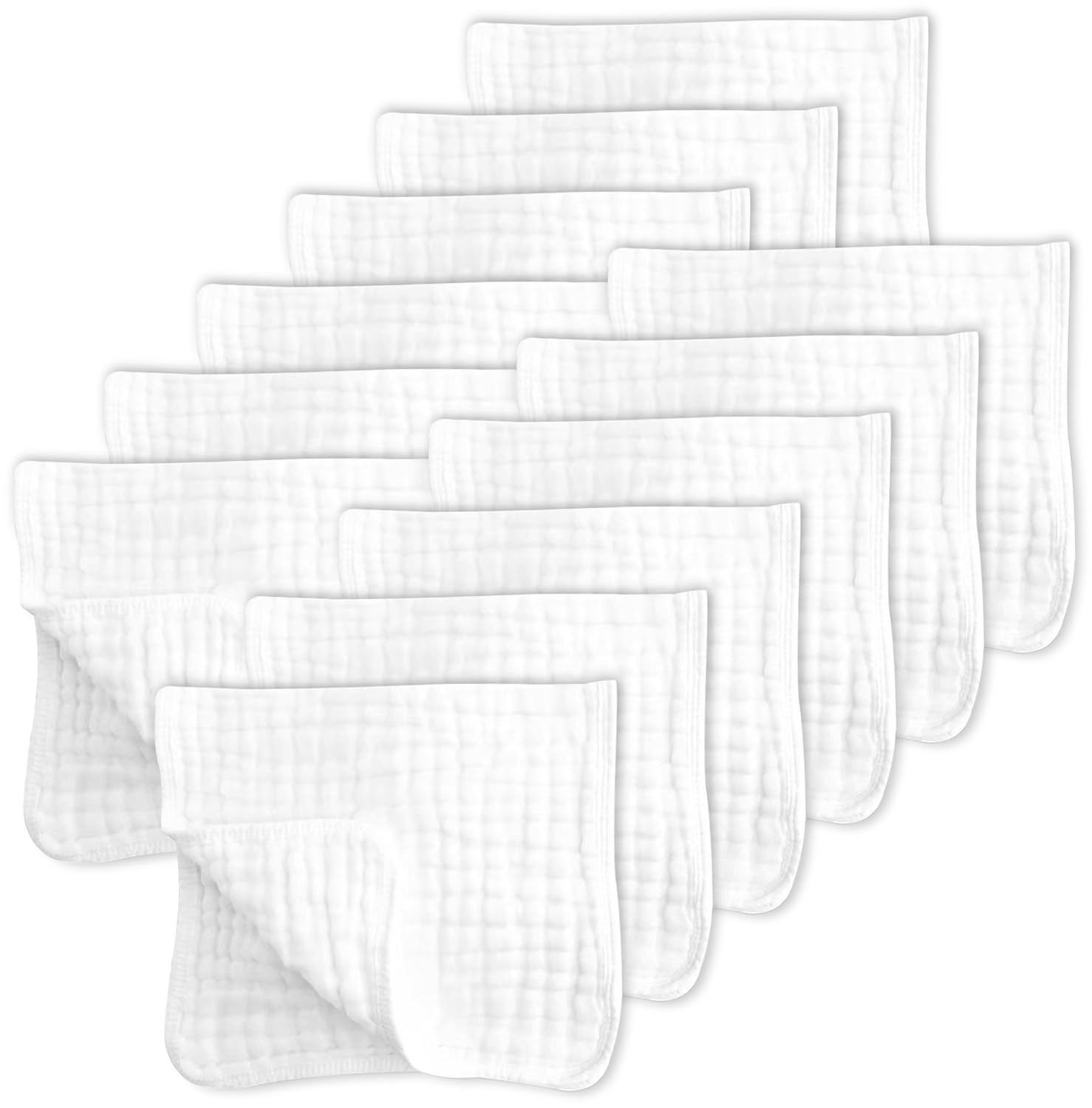 Sweet Dolphin 12-Pack Muslin Burp Cloths 100 Cotton