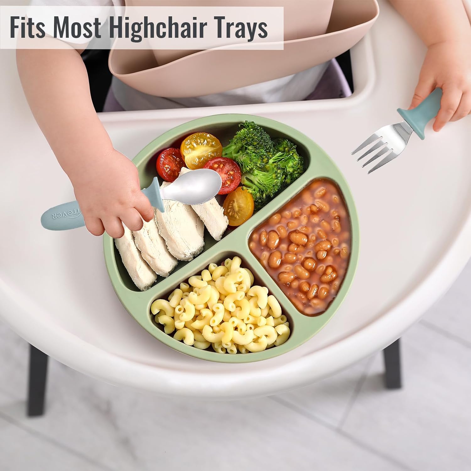 VITEVER Toddler Plates with Lids - 4 Pack Baby Plates