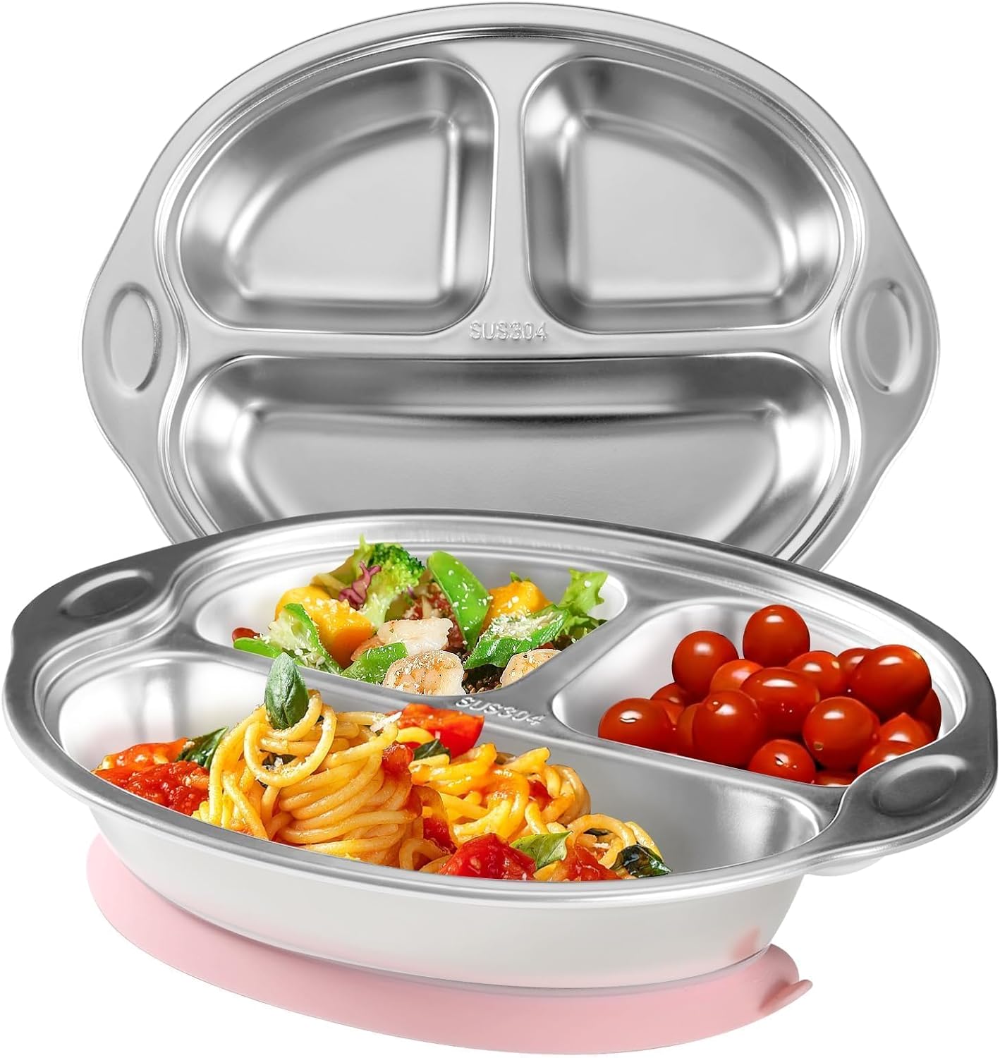Mrs Chou Pink Stainless Steel Baby Suction Plates
