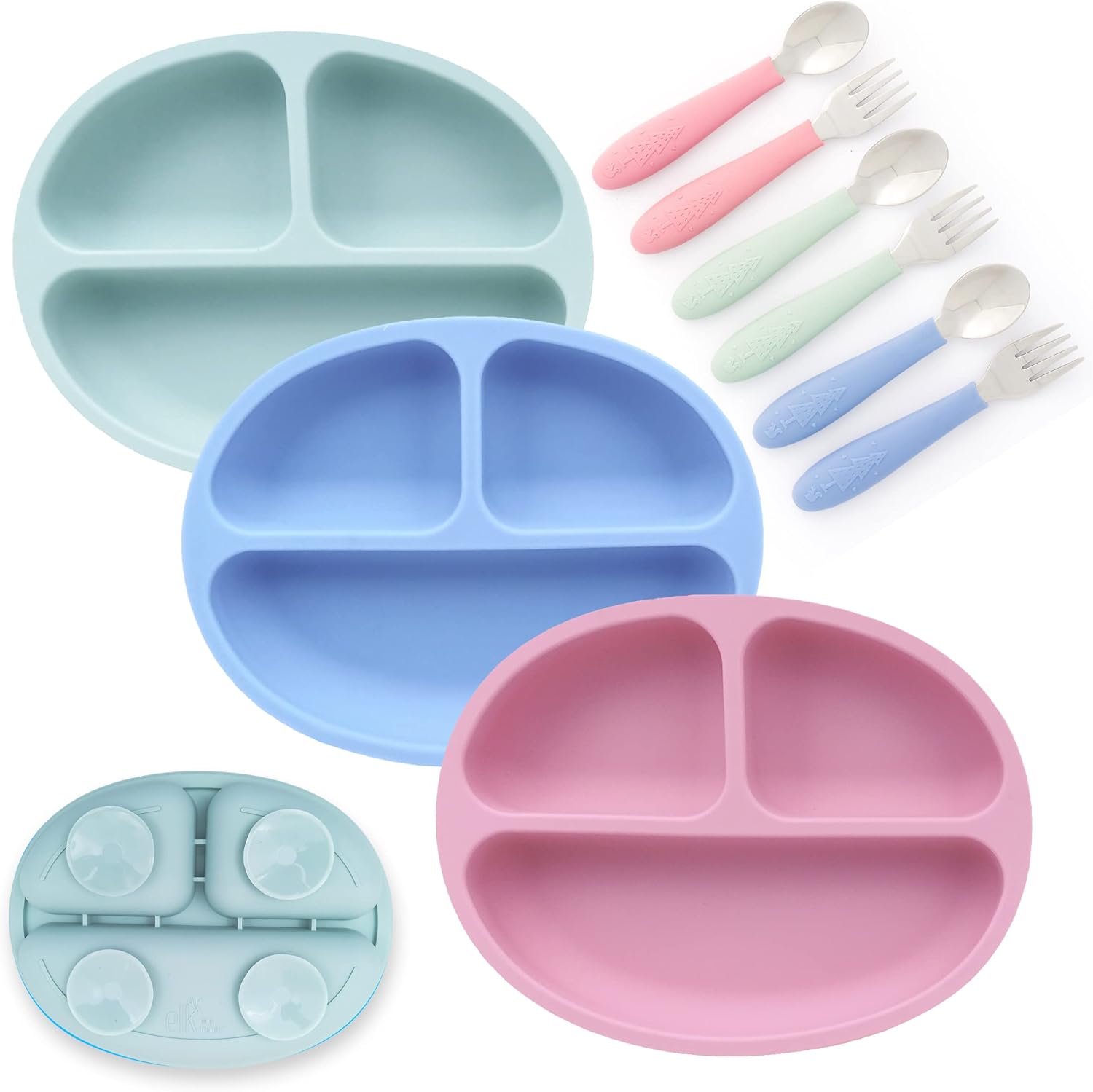 Elk and Friends Suction Plate Cutlery Set for Toddlers
