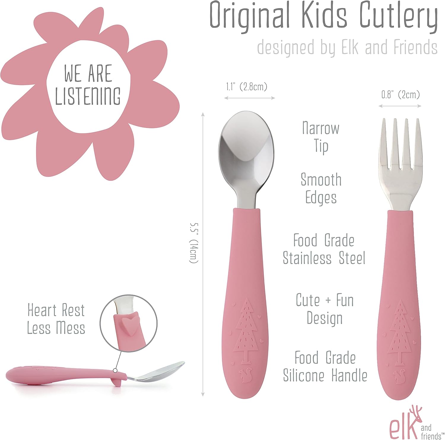 Elk and Friends Suction Plate Stainless Steel Feeding Set for Babies