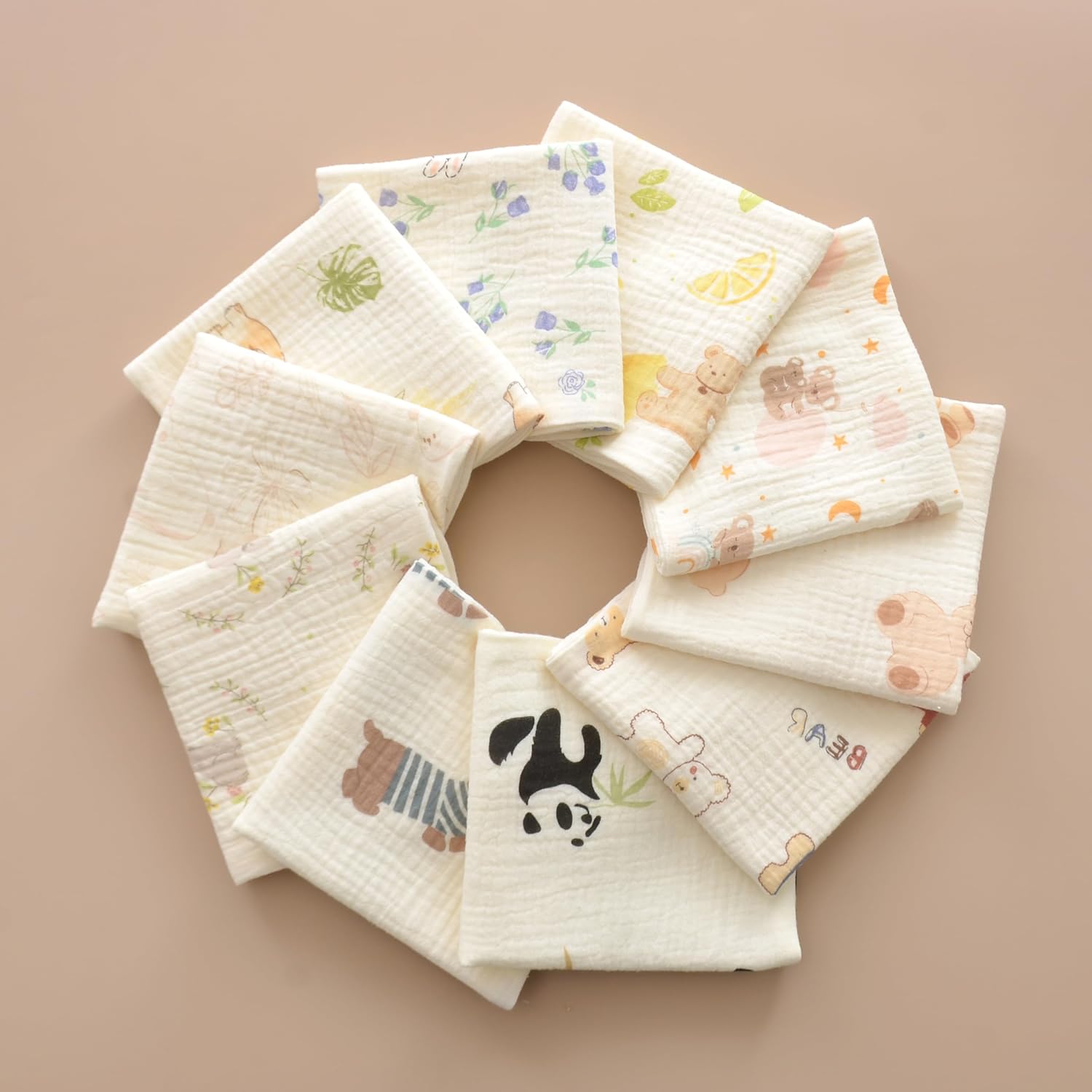 VIVANA Baby Washcloths with Animal Patterns 10 Pack