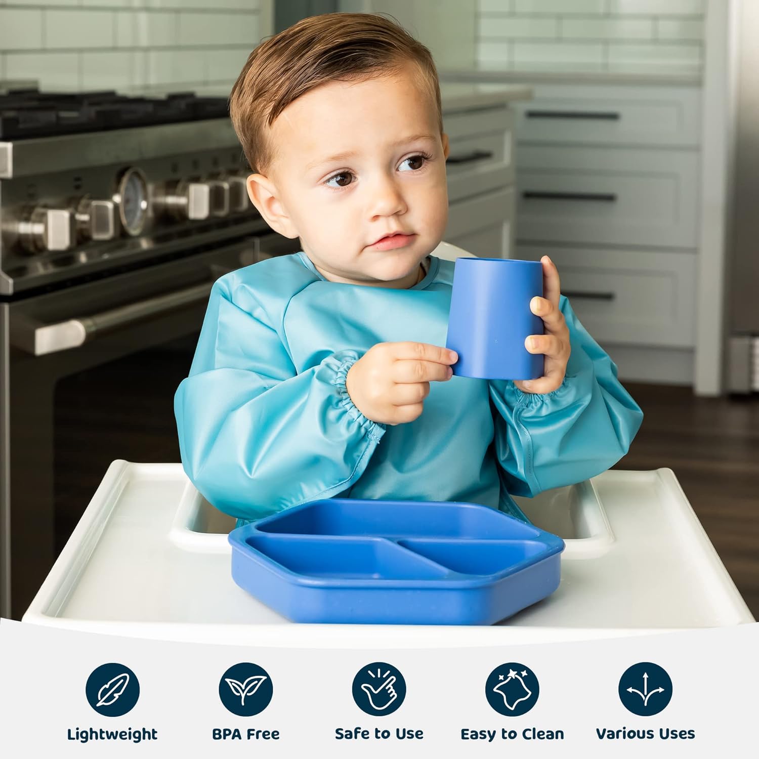 Tiny Twinkle Indigo Suction Baby Plate for Self-Feeding