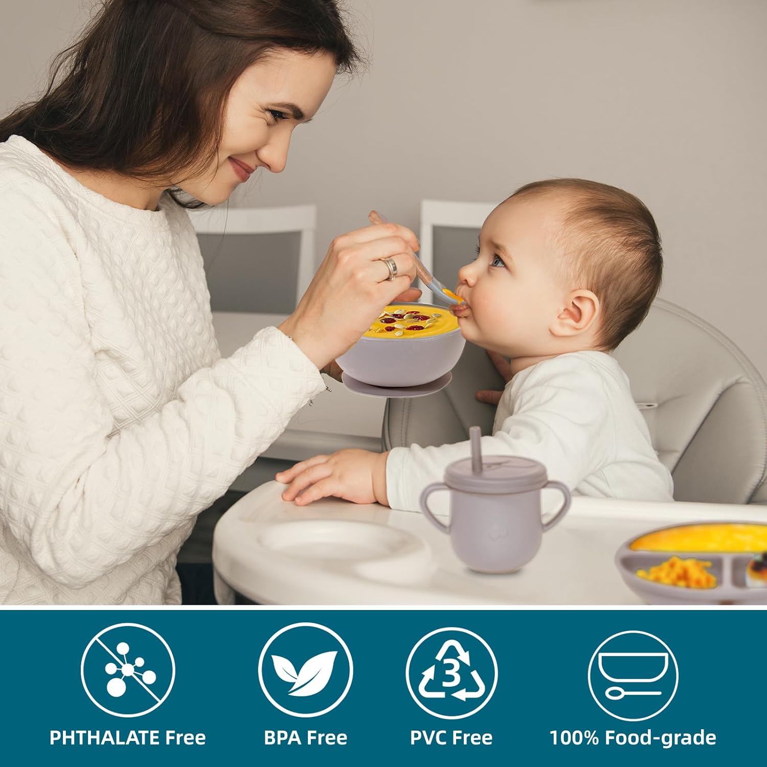 Dormlony 9 Piece Silicone Baby Feeding Set