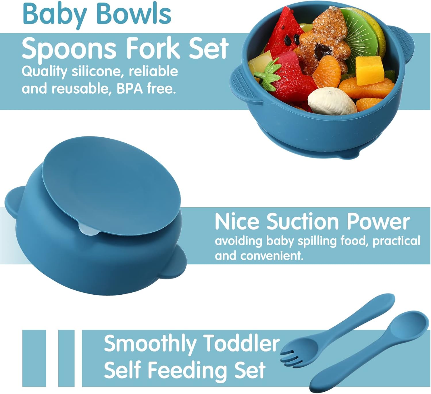 Chengu 9 Pcs Suction Plates Bowls and Utensils Set for Babies Toddlers