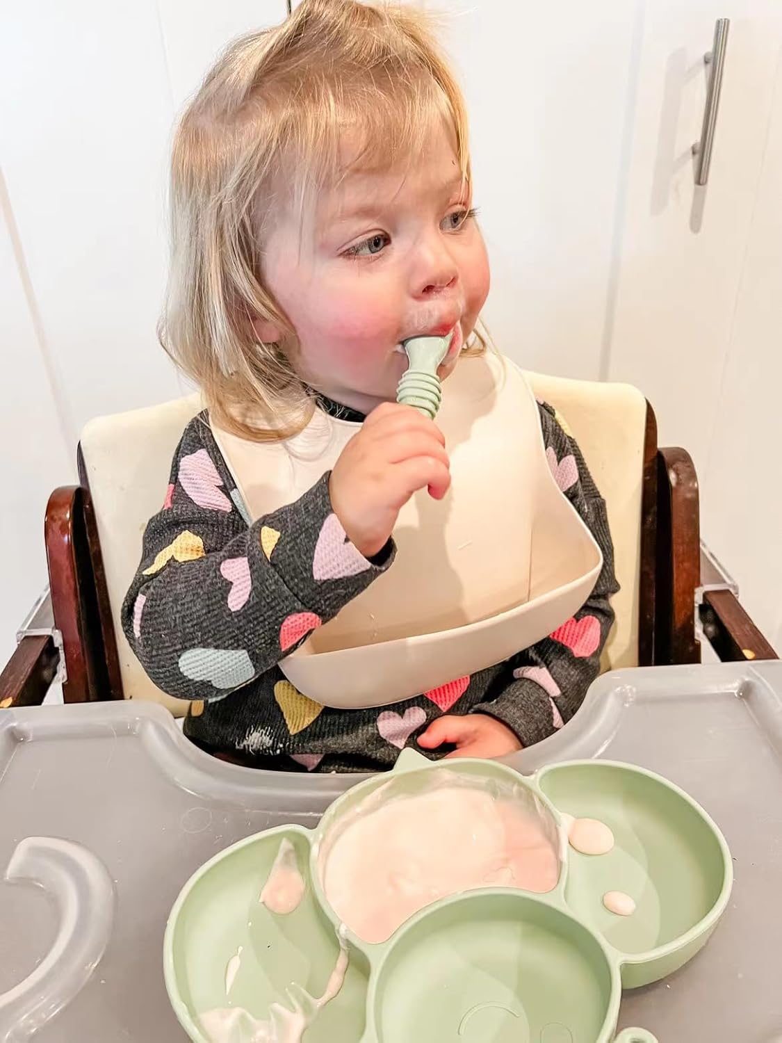 PandaEar 2 Pack Silicone Baby Plates with Spoons