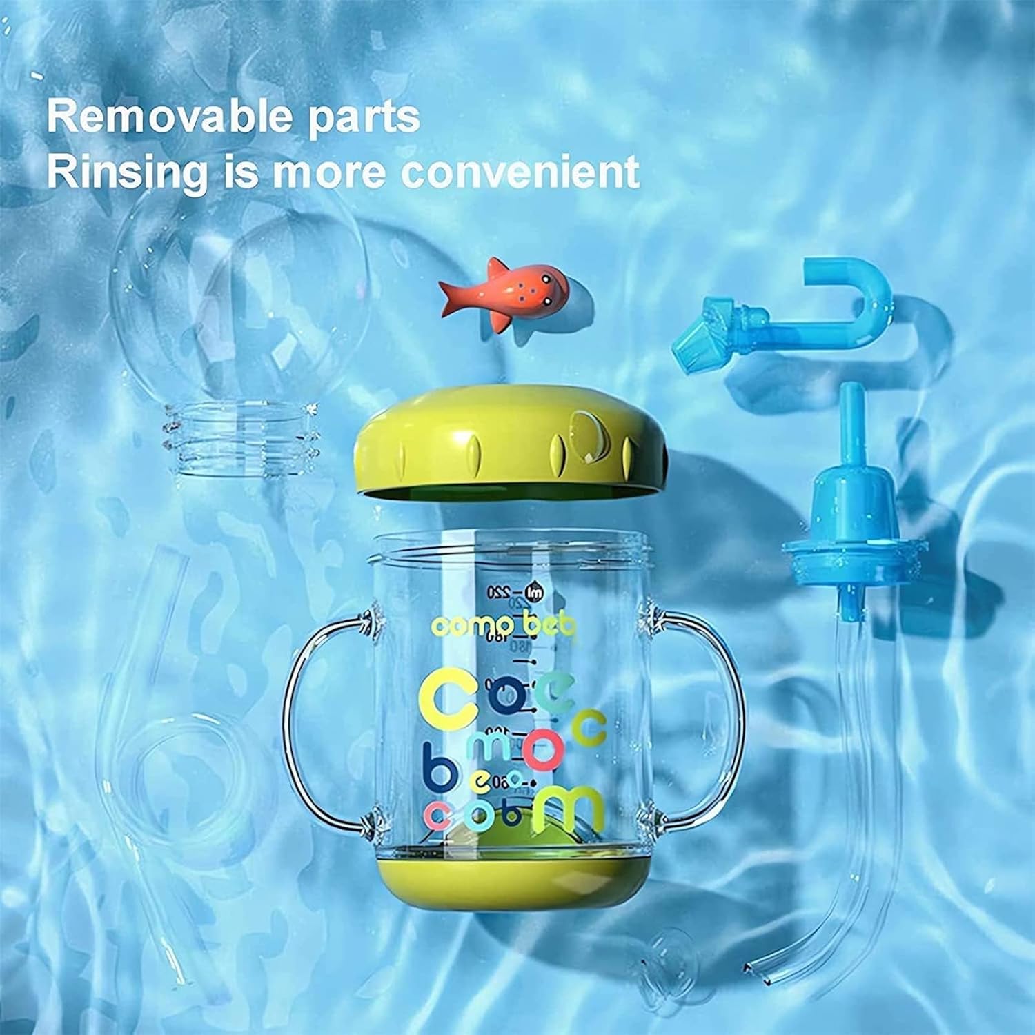 Cute Whale Water Bottle 220ml Leak Proof Sippy Cup with Turbo Squirting Design