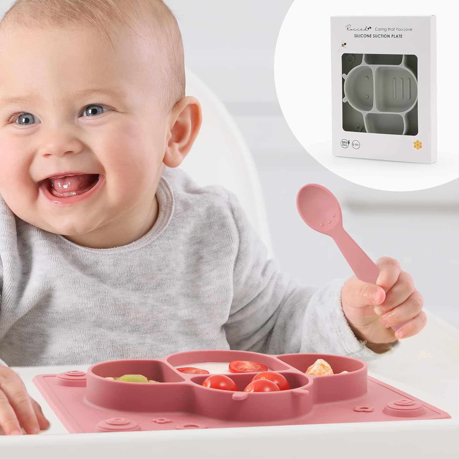 ROCCED Suction Plates Utensils Set for Baby and Toddlers