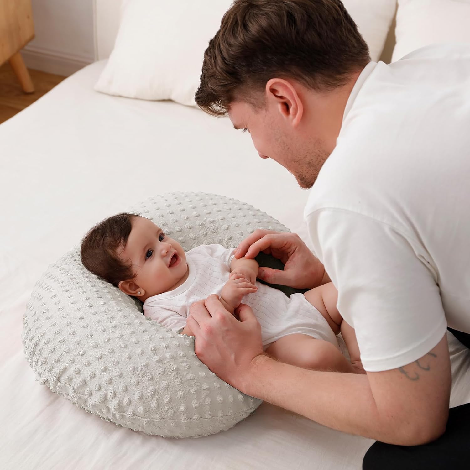 Baby Nursing Pillow with Breathable Slipcover for Breastfeeding and Tummy Time