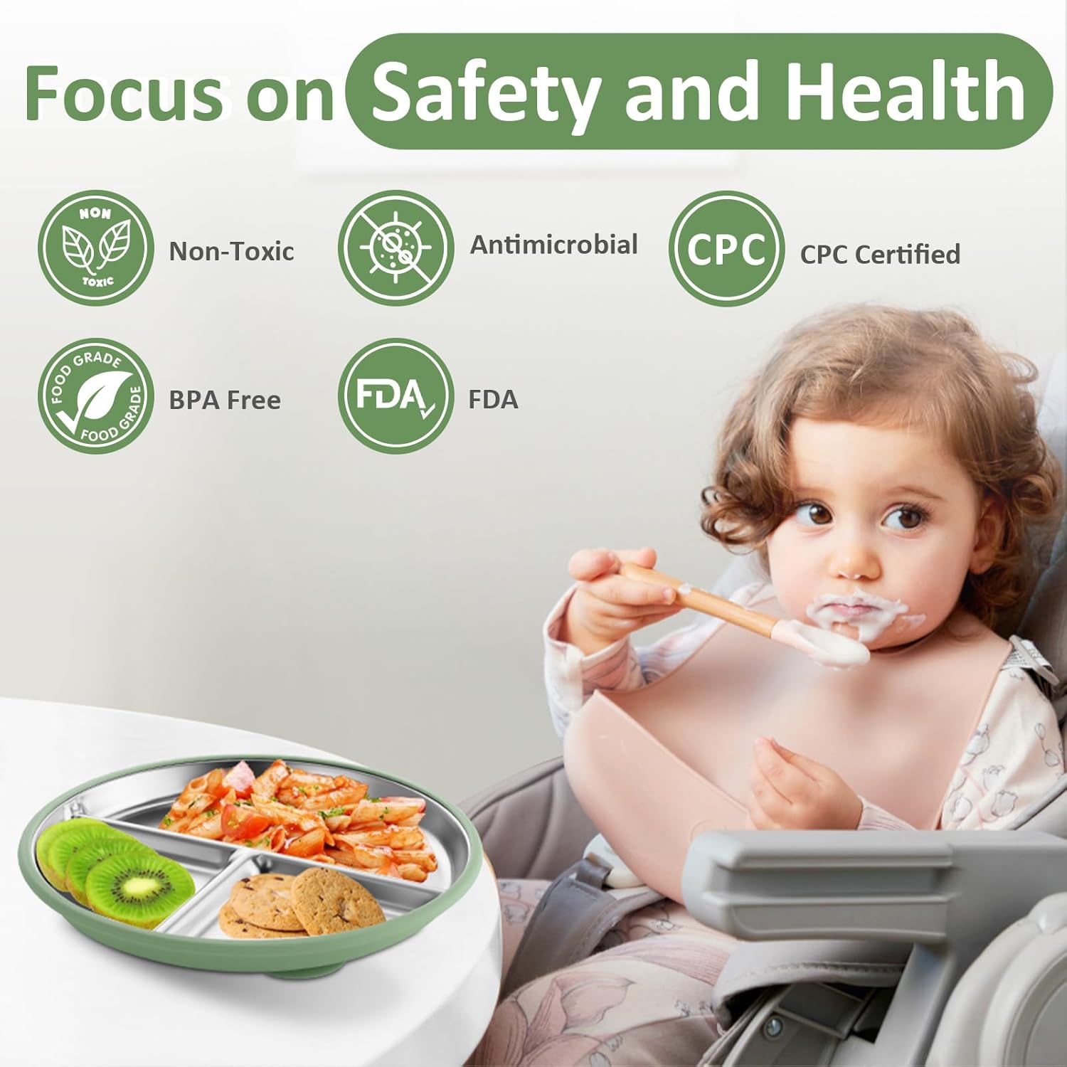 Bakpoco Suction Toddler Plate Set of 2 9 Green Purple