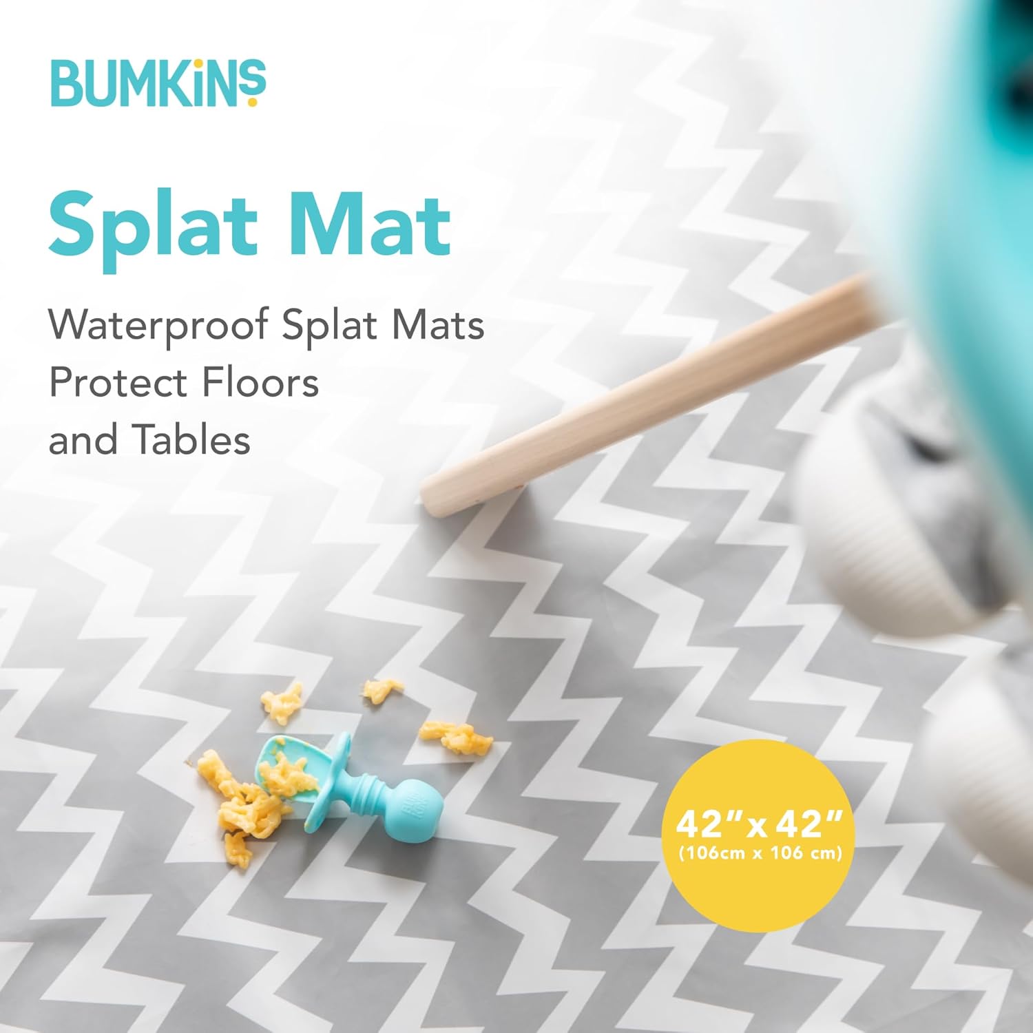 Bumkins Gray Chevron Splat Mat 42x42in