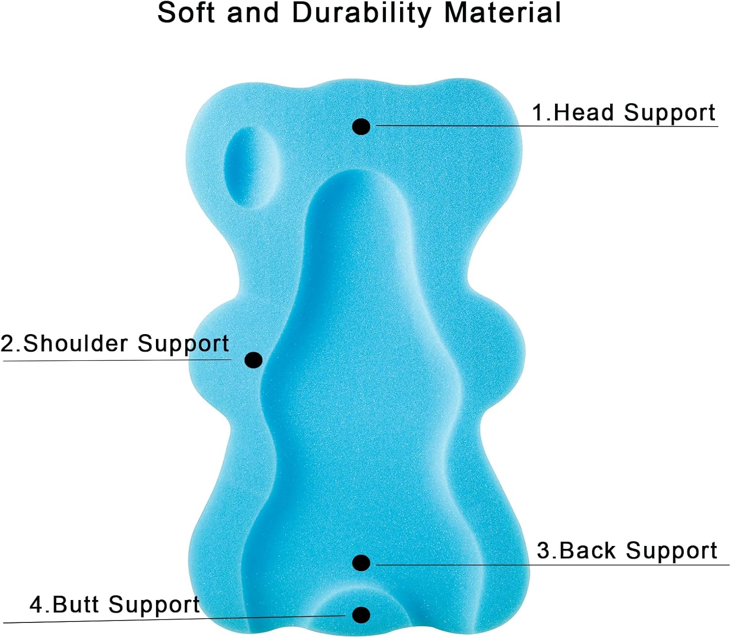 PandaEar Baby Bath Sponge Mat - Soft Newborn Cushion Odor Free Blue